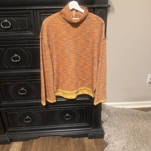Free People Orange and Yellow Long Sleeve Top